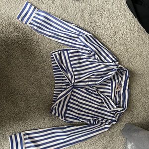 Striped, Cropped Long Sleeve Shirt